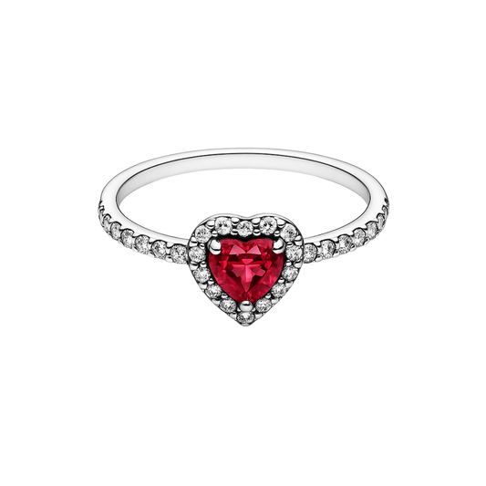 Inel în formă de Inimă Roșu / Argintiu în Relief