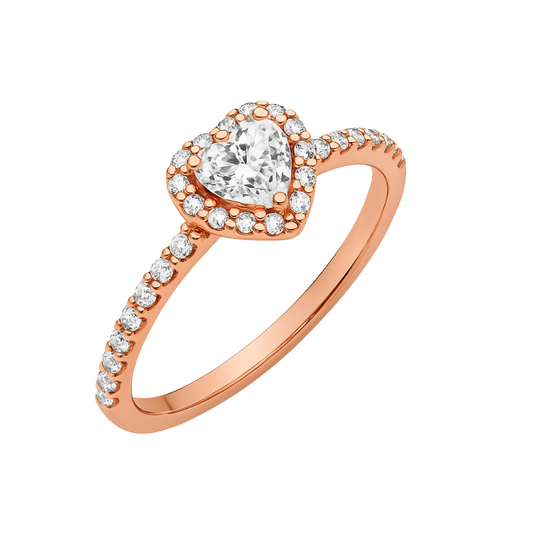 Inel în formă de Inimă Alb / Roz Auriu în Relief