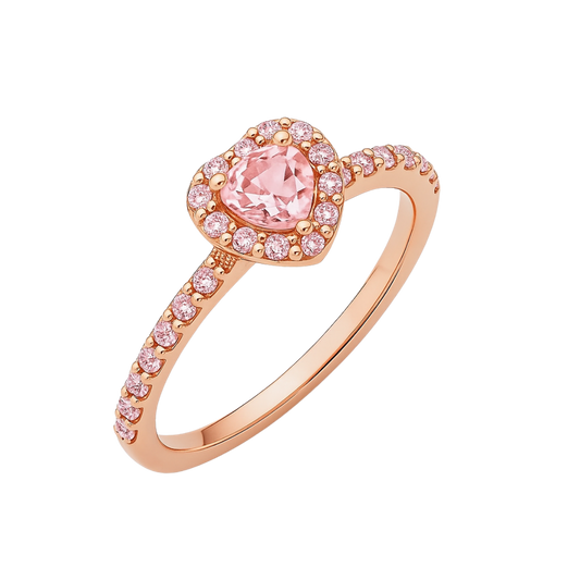 Inel în formă de Inimă Roz / Roz Auriu în Relief