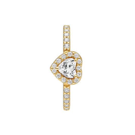 Inel în formă de Inimă Alb / Auriu în Relief