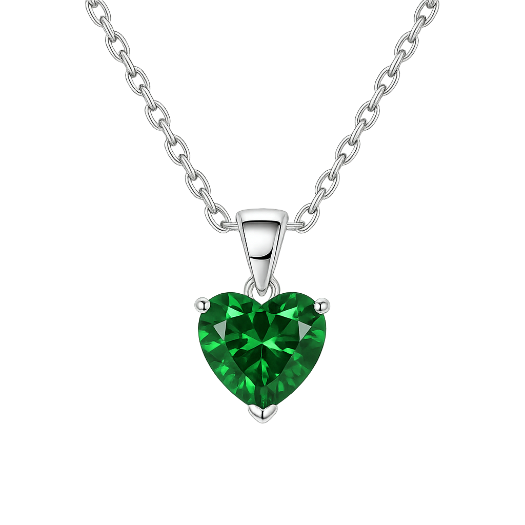 Colier model Inima V2 Verde / Argintiu