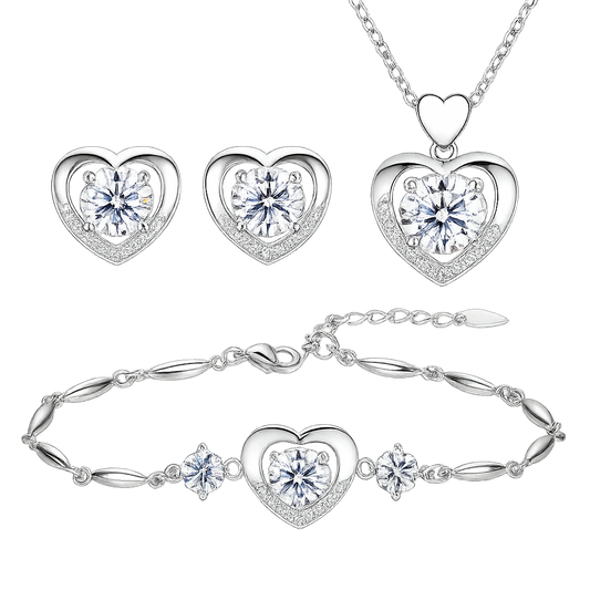 Set cadou Bijuterii model Inima Clasic Argintiu