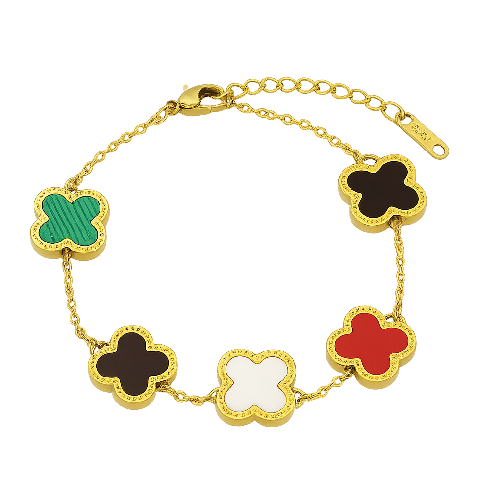 Brățară model Trifoi Multicolor / Auriu