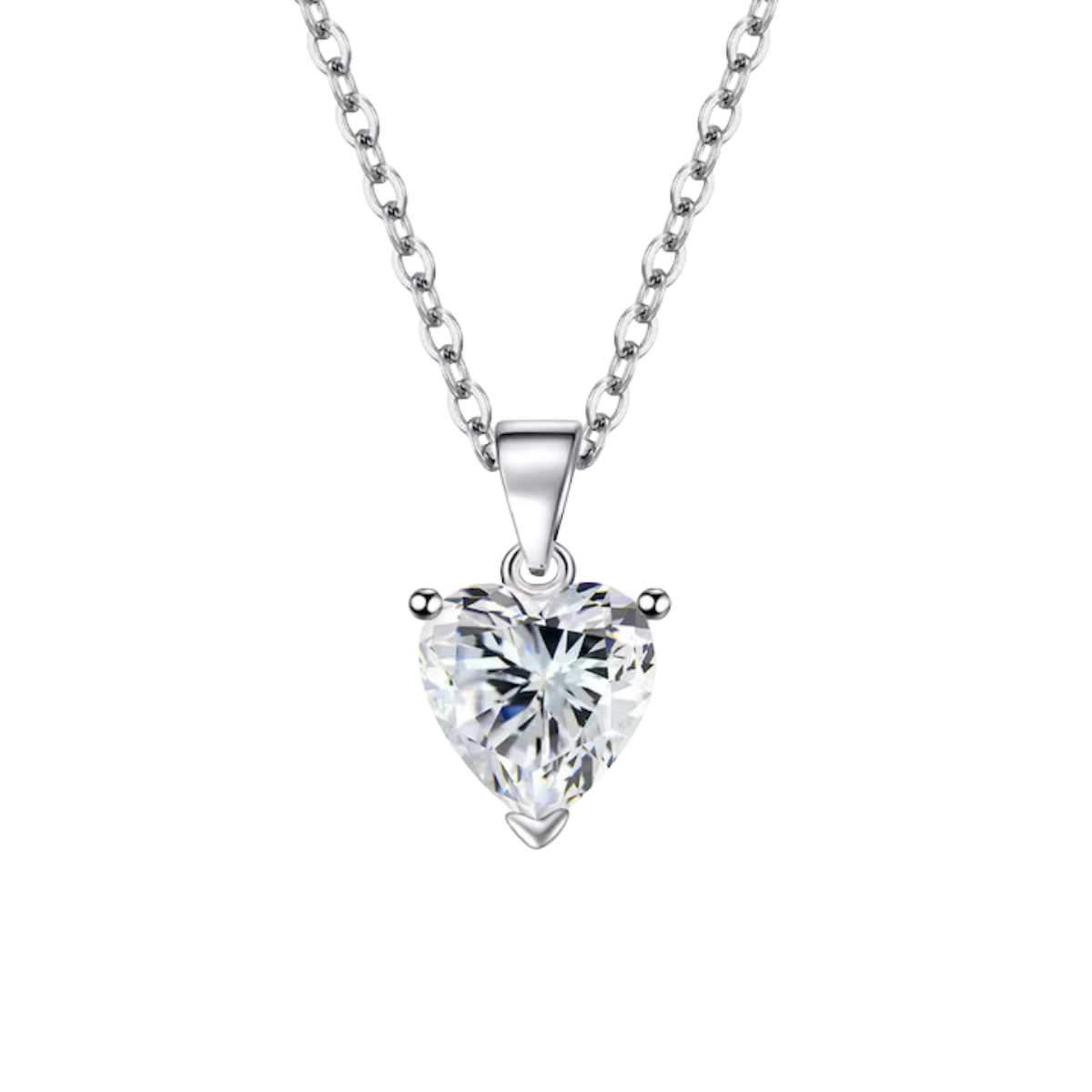 Colier model Inima V2 Alb / Argintiu