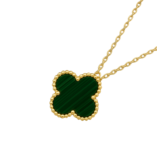 Colier model Trifoi Verde / Argintiu