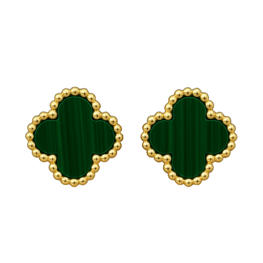 Cercei model Trifoi Verde / Auriu