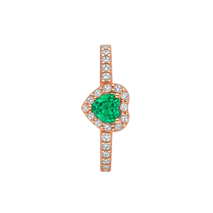 Inel în formă de Inimă Verde / Roz Auriu în Relief