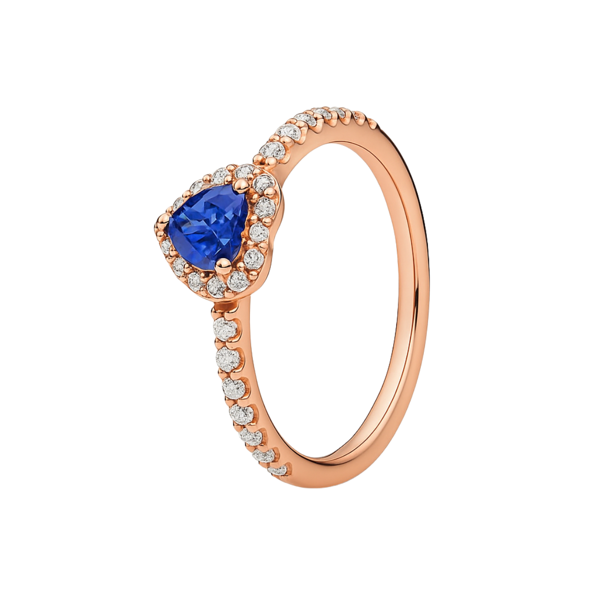 Inel în formă de Inimă Albastru / Roz Auriu în Relief