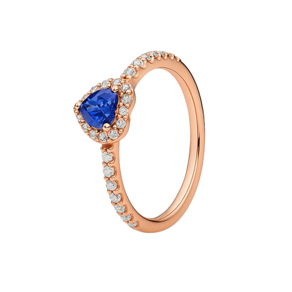 Inel în formă de Inimă Albastru / Roz Auriu în Relief