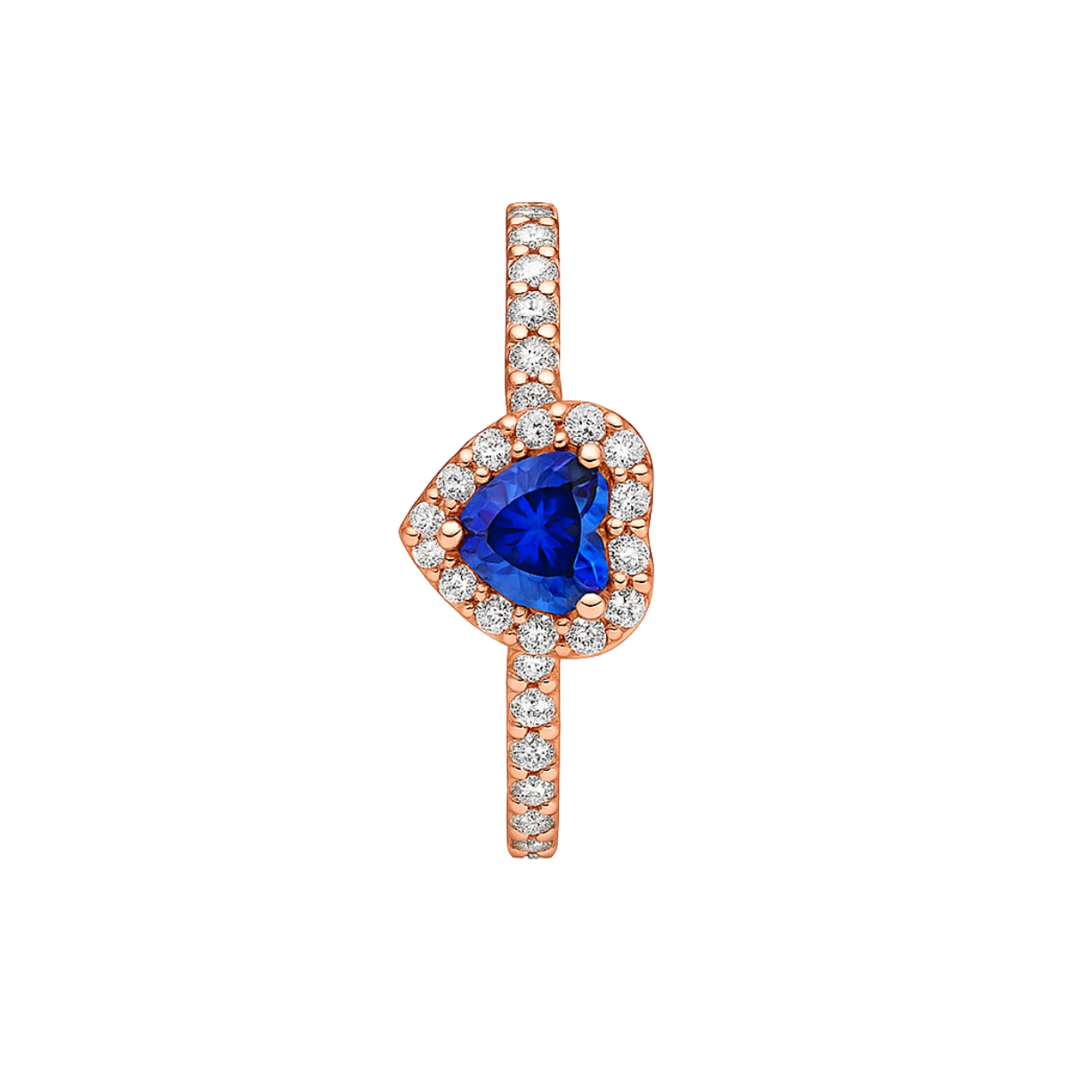 Inel în formă de Inimă Albastru / Roz Auriu în Relief