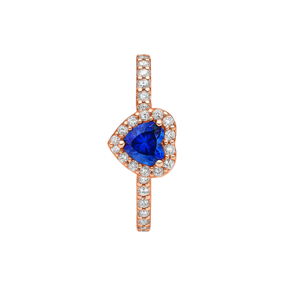 Inel în formă de Inimă Albastru / Roz Auriu în Relief