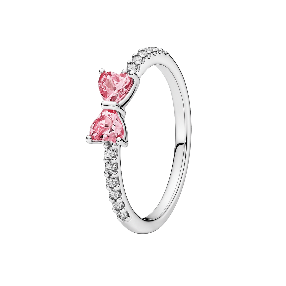 Inel în formă de Fundă Roz / Argintiu în Relief